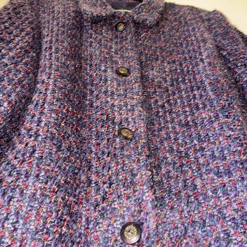 VTG Mohair Blend  Bouclé Jacket Womens Sz 14 Short Tweed Chenille Office Purple